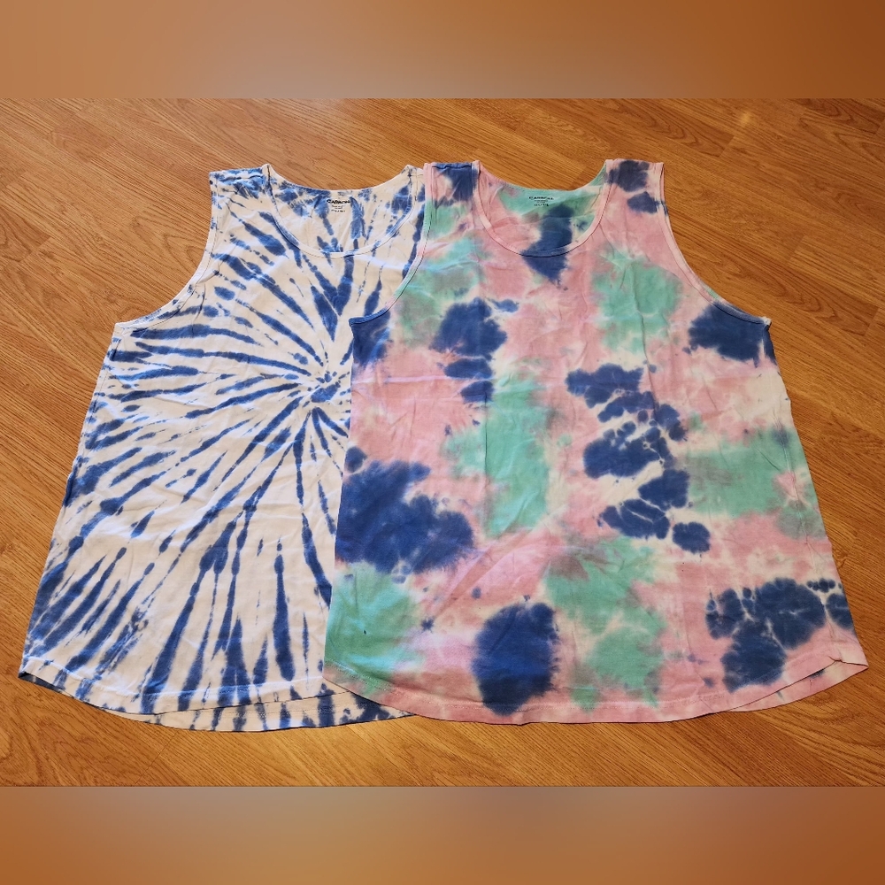 Lot 2 Unisex Carbon Tie Dye Tank Tops 2XL EUC